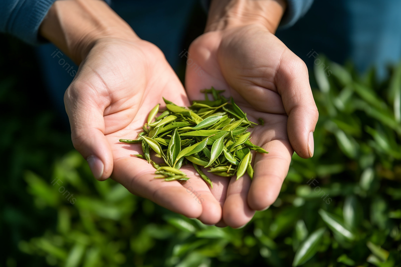 茶农手捧着一把刚采摘下来的茶叶摄影背景,高清,摄影图,摄影图片,图片大全,摄影图免费下载